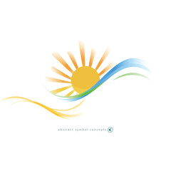 White vector background with sun icon for weather design
