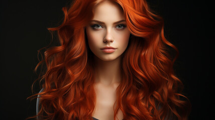 Obraz premium young woman with red hair and beautiful makeup. fashion beauty and fashion concept