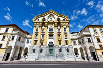 Ljubljana, Slovenia - June 27, 2023: Pillar of St. Trinity in Ljubljana, Slovenia.