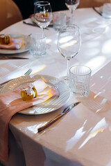 table setting at restaurant