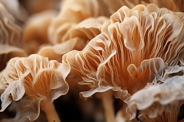 Texture of Fungus mycelium in natural colors. Mushrooms background - obrazy, fototapety, plakaty