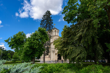 Fototapeta na wymiar Ljubljana, Slovenia - June 27, 2023: Serbian Orthodox Church in Ljubljana