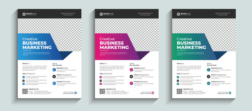 Corporate Flyer, Business Flyer template colorful gradient geometric shape. Brochure design, layout template design, annual report, magazine, poster, business presentation, portfolio, banner template
