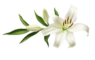 Blooming Beauty Lily Flower on Transparent Background