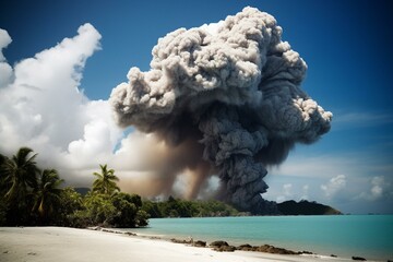Fototapeta na wymiar Eruption on tropical island. Generative AI