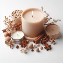 Fototapeta na wymiar burning candle in the white background