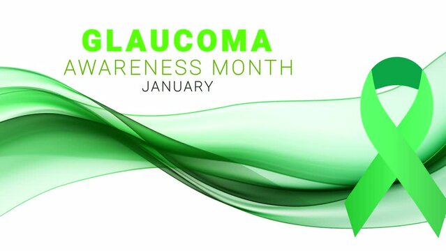 Glaucoma awareness month. wave animation. ribbon and text motion.