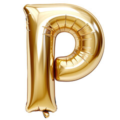 Obraz na płótnie Canvas Gold balloon shaped the letter P cut out transparent isolated on white background ,PNG file