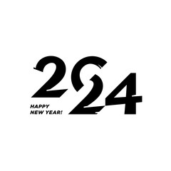 2024, Happy New Year 2024 Design template with typography logo 2024 for celebration and season decoration. Minimalist trendy background for branding, banner, cover, card