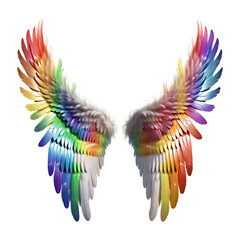 Obraz premium Rainbow Angel Wings Isolated on Transparent Background