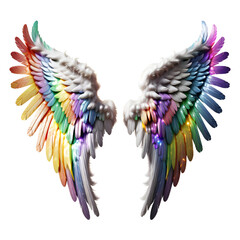 Rainbow Angel Wings Isolated on Transparent Background