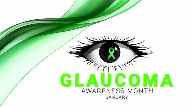 Glaucoma awareness month. wave animation. ribbon and text motion.