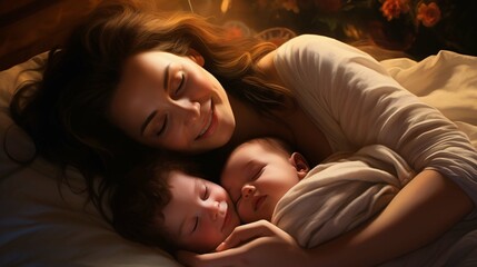 Obraz na płótnie Canvas happy mother with baby