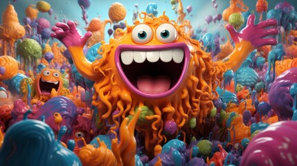 Holi Festival 25th March 3D cartoon Generative AI