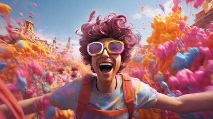 Holi Festival 25th March 3D cartoon Generative AI