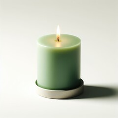 green candle on a  white