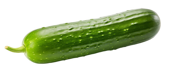 A green cucumber on a white background - isolated on transparent background
