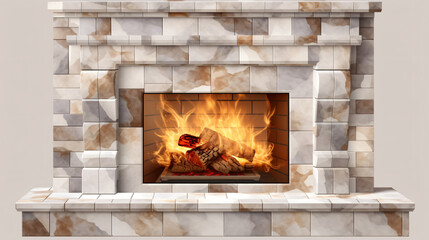 Fireplace modern classic and stone style. beautiful