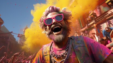 Holi Festival 25th March 3D cartoon Generative AI