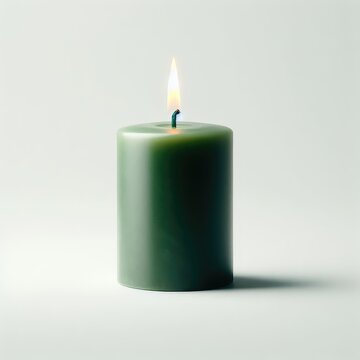 green candle on a  white