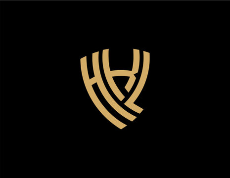 HKL creative letter shield logo design vector icon illustration