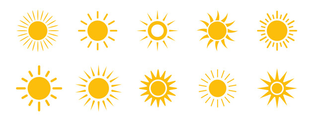 Sun icons collection. Sunshine vector sign. Vector illustration