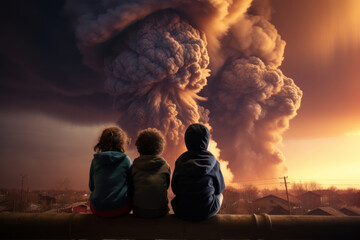 small children see explosions on the outskirts of a residential area