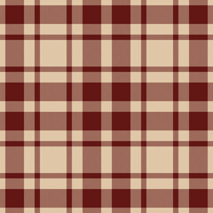 Plaid seamless pattern in red. Check fabric texture. Vector textile print.