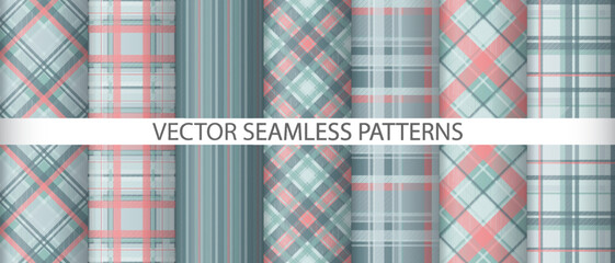 Set background check textile. Texture plaid pattern. Tartan seamless fabric vector.
