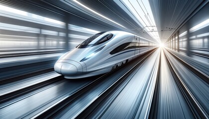 High-Speed Train on Sleek Railway Track
