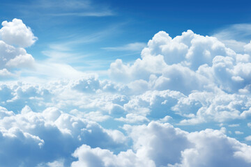 Naklejka na ściany i meble Beautiful blue sky with white clouds background