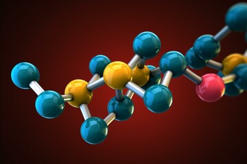 Illustration of hymecromone drug molecule. Generative AI