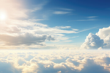 Beautiful blue sky with white clouds background