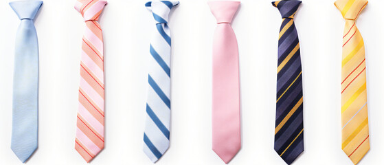 Strapped neckties in different colors, men's striped tie.