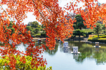 福島県白河市　紅葉の南湖公園