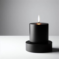 burning black candle in the  white background