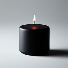 burning black candle in the  white background