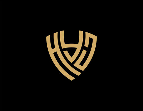 HYJ creative letter shield logo design vector icon illustration