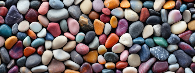 Polished pebbles stones colourful Beautiful background for banners V1
