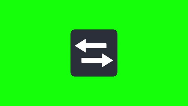 Exchange square button. Moving. Animated icon on a green background, 4K.