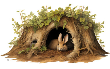 Rabbit Burrow in Tunnel on Transparent PNG - obrazy, fototapety, plakaty