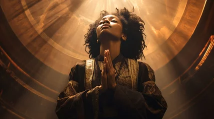 Fotobehang Spiritual black woman in prayer. The concept of deep faith © BraveSpirit