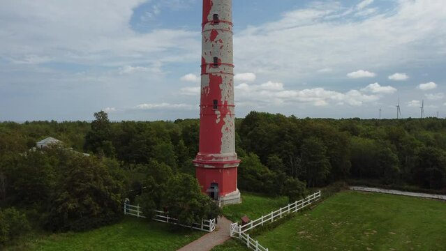 aerial view of old lighthouse near the sea