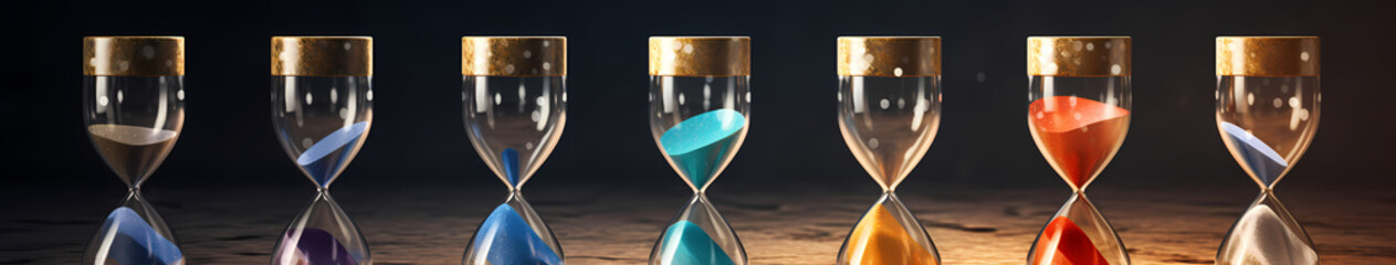 A digital hourglass with pixels instead of sand, trickling down to measure out a new era
