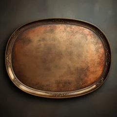 Fotobehang vintage rectangular metal dinner tray - top view © Salander Studio