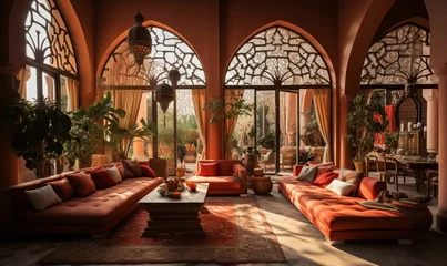 Poster Luxurious Moroccan style home with large windows and modern décor © jorge