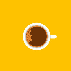 cup of coffee on a yellow background	
