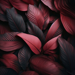 Seamless abstract red leaves for tropical background