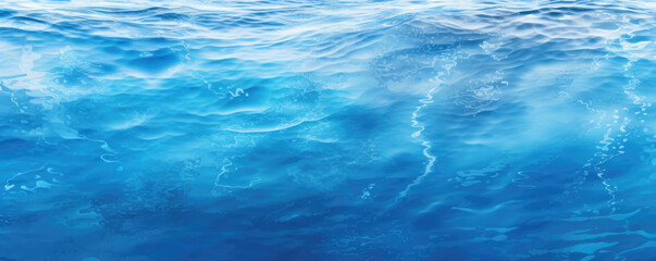 Blue sea water surface with sun glare and ripple background