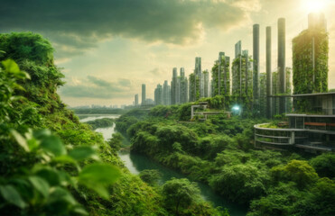 Fototapeta premium the city is overgrown with plants. a new life